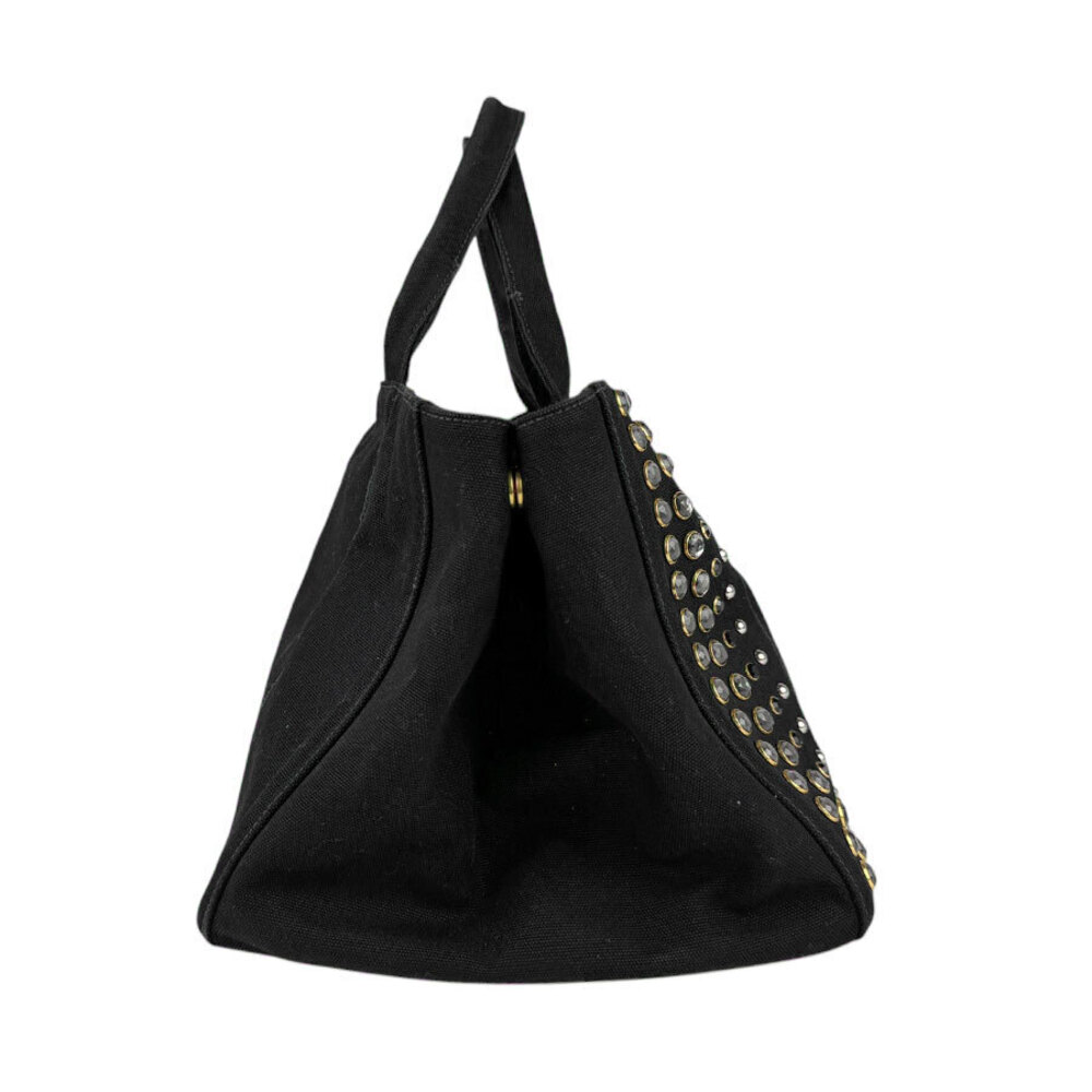 Prada handbag Canapa silver gold black canvas jeweled Gold Black